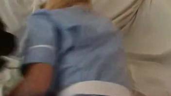 Canine penetrates blonde woman in her rear and vagina during full webcam session